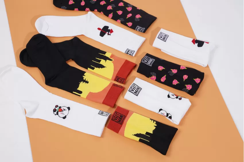 2 Pair Of Crew-Cut Socks Set, Socks With Patterns, Unisex Socks, High-Cut Socks, Cute Patterned Socks, Thick Socks