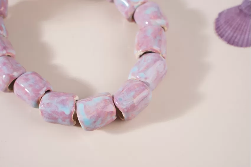 Pink Bamboo Joint Necklace, Sweet Pastel Pink Color, Unique Design, Feminine And Attractive Style, Enhances Outfit