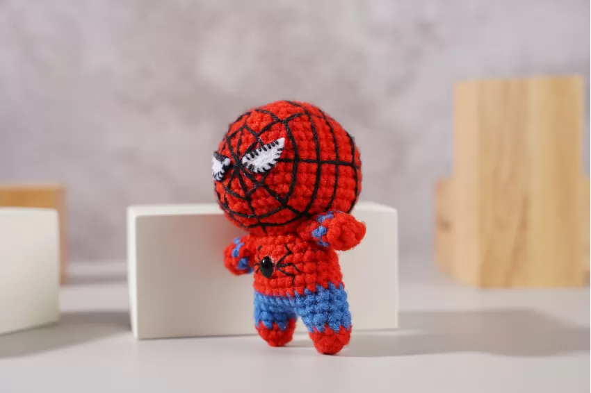 Handmade Crochet Spiderman, Mini Spider Keychain, Spiderman Stuffed Animal, Handmade Woolen Spiderman, Spiderman Toy