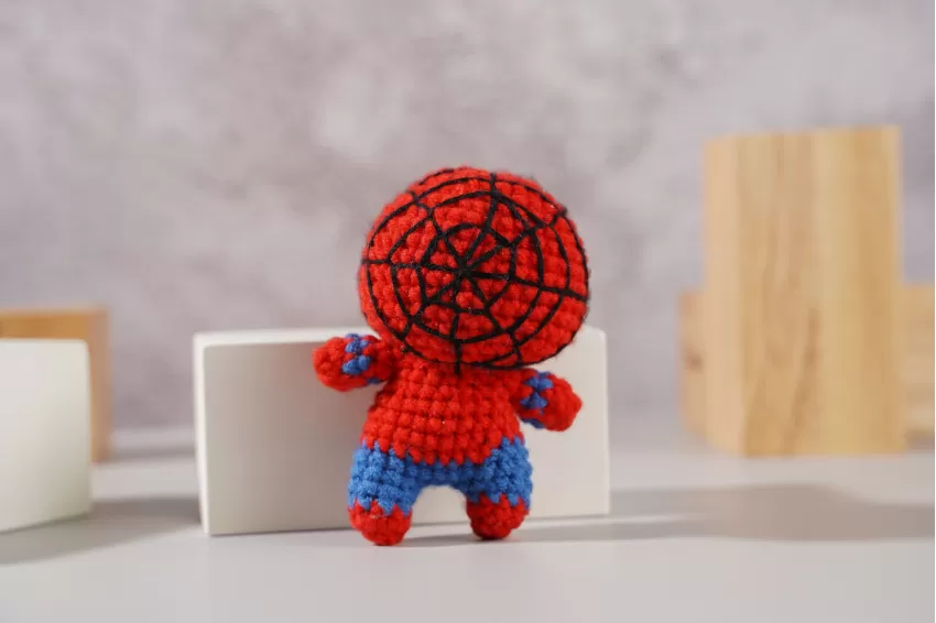 Handmade Crochet Spiderman, Mini Spider Keychain, Spiderman Stuffed Animal, Handmade Woolen Spiderman, Spiderman Toy