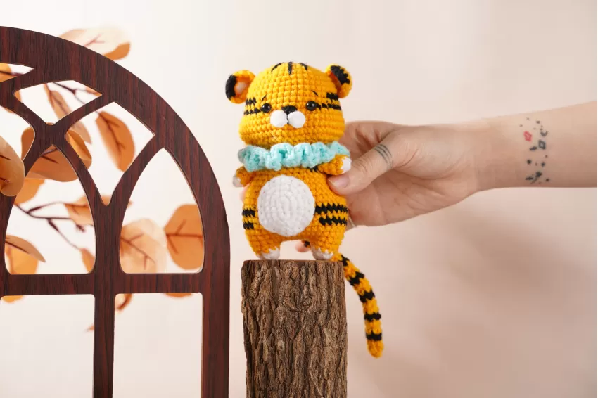 The Tiger, Crochet Animal, 12 Vietnamese Zodiac Signs, Tiger-Shaped Woolen Keychain, Woolen Keychains, Birthday Gifts