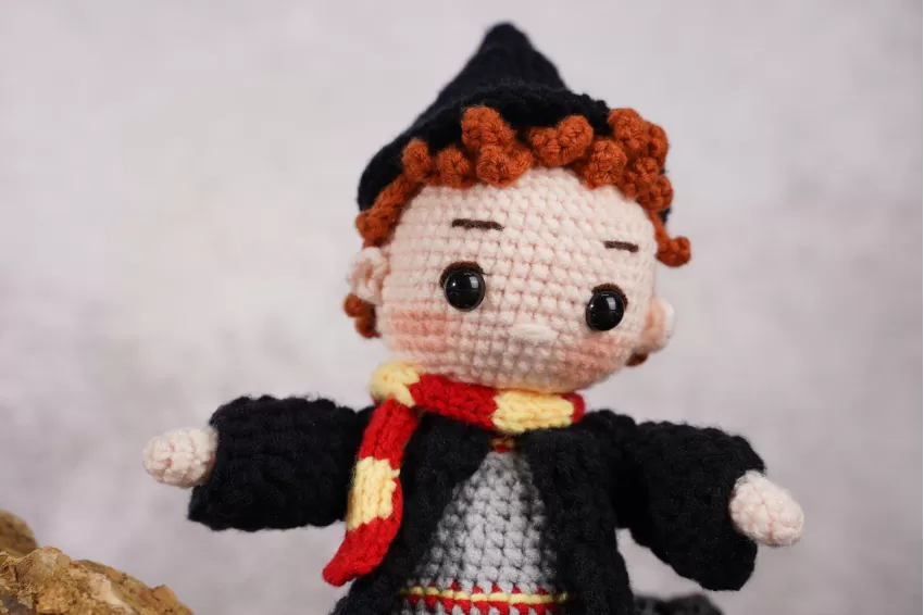 Ron Weasley & Scabbers Crochet Doll, Ron Weasley Woolen Doll, Doll Keychain, Handmade Woolen Keychain