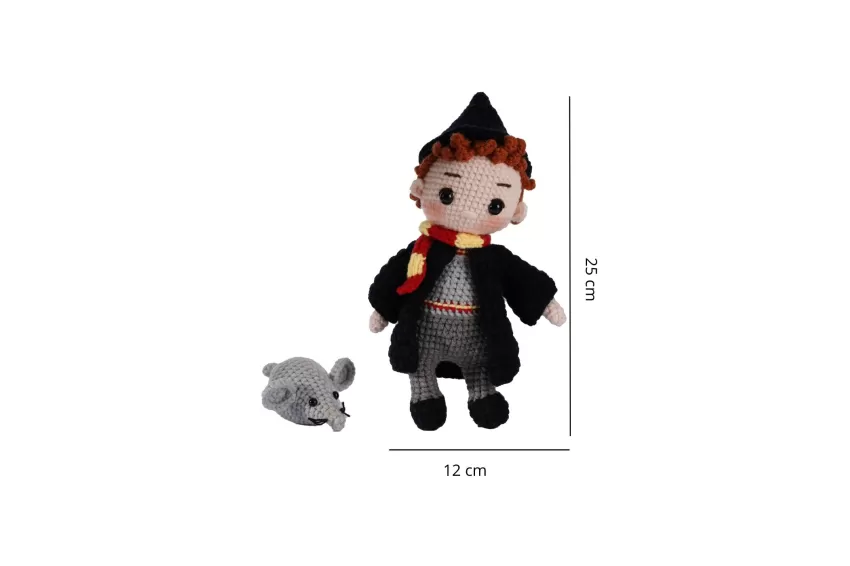 Ron Weasley & Scabbers Crochet Doll, Ron Weasley Woolen Doll, Doll Keychain, Handmade Woolen Keychain