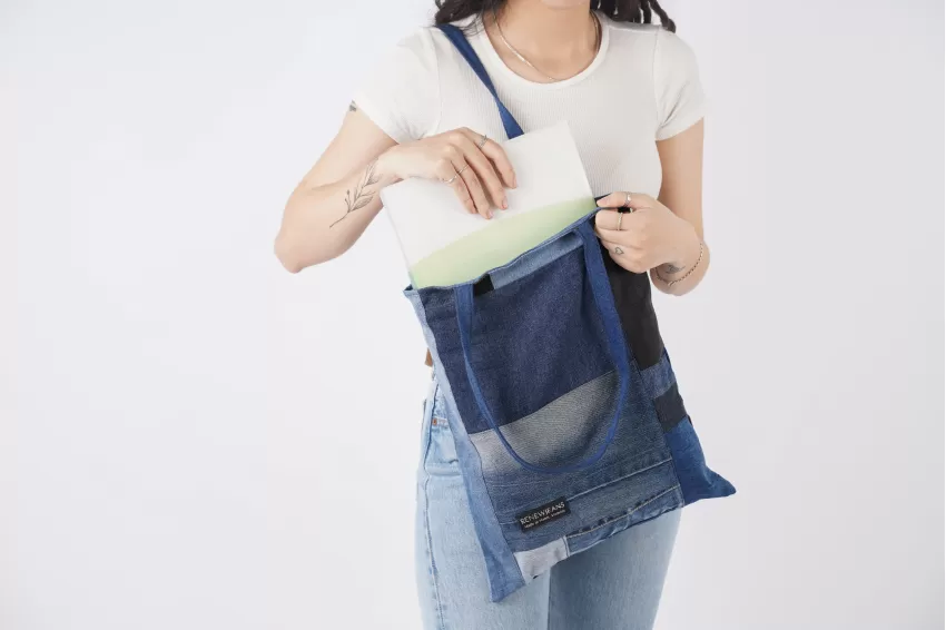 Small Size Denim Tote Bag From Old Jeans