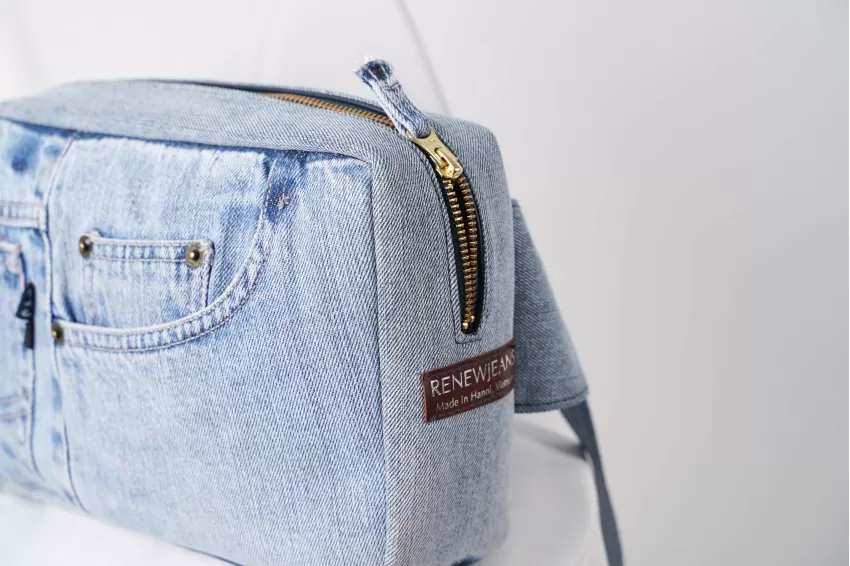 Light Blue Box Denim Crossbody Fanny Pack From Old Jeans, Saddle Bag Style, Highly Versatile, Classic Color, Simple And Practical Design