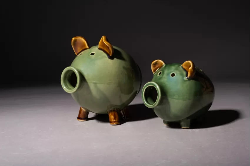 Green Ceramic Pig Figurine, Pig Family Collection, Ceramic Figurine, Vietnamese Ceramics, Decor Item, Unique Design, Handicraft, Toxin-Free, Corporate Gift