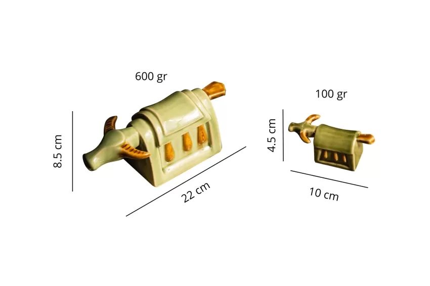 Tượng Trâu Mõ Gốm Sành 2 Mẫu Mẹ Con, Màu Xanh Lục Nhạt, Đồ Sành, Gốm Sành Thủ Công, Tượng Sành Trang Trí, Thiết Kế Độc Đáo, Quà Tặng Doanh Nghiệp