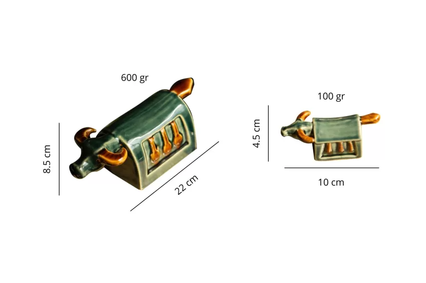 Tượng Trâu Gốm Sành, Màu Xanh Dương, BST Gia Đình Heo, Tượng Gốm Sứ, Gốm Sứ Việt Nam, Đồ Trang Trí, Thủ Công Mỹ Nghệ, Không Độc Hại