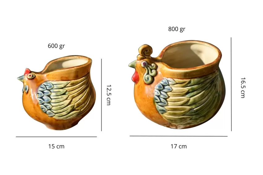 Tượng Gà Gốm Sành Nước Dưa, Nhiều Cỡ, Tượng Gốm Sứ, Gốm Sứ Việt Nam, Trang Trí, Thiết Kế Độc Đáo, Thủ Công Mỹ Nghệ, Không Độc Hại