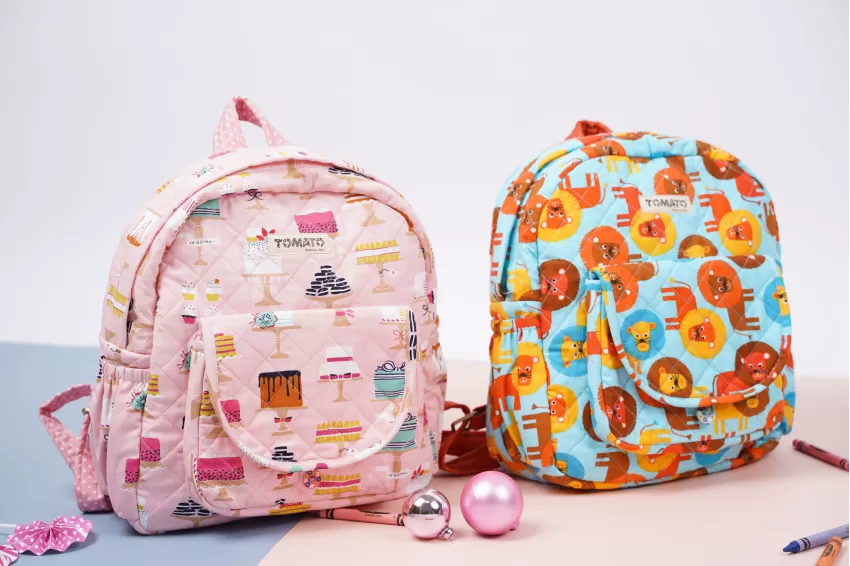 Kinderen Kid Backpack, 100% Korean Rough Cotton Fabric, Soft Cotton Lining, Lightweight And Durable, Eye-Catching Colors, Adorable Patterns