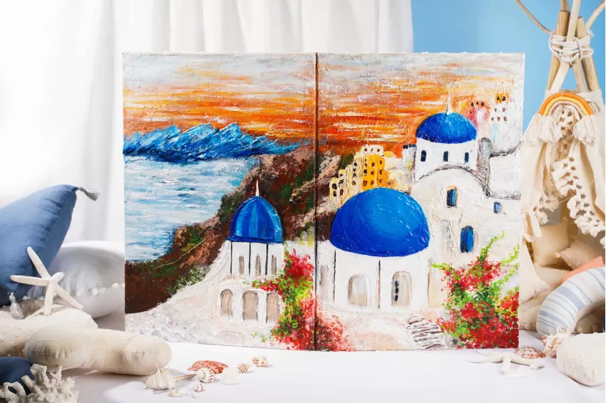 Santorini-Themed Wedding Guest Book