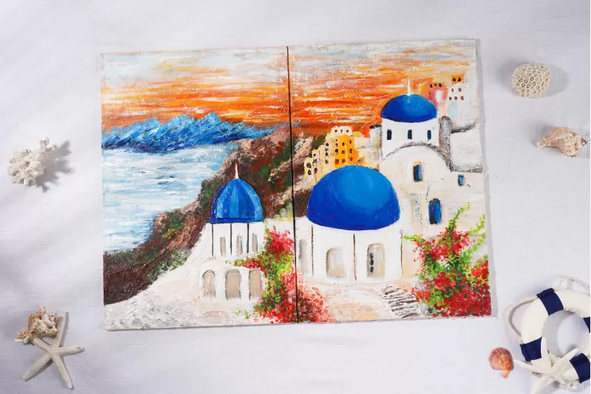 Santorini-Themed Wedding Guest Book