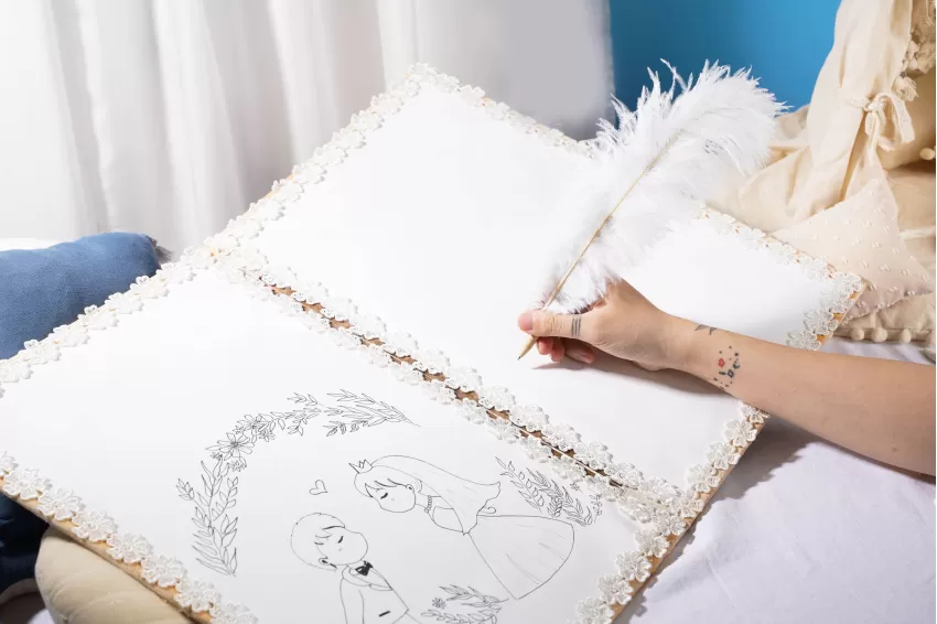 Santorini-Themed Wedding Guest Book