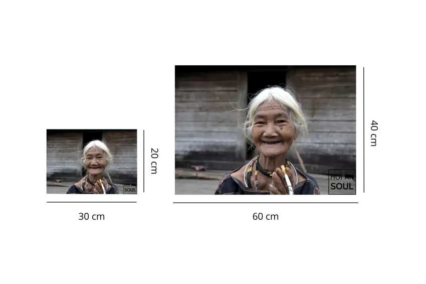 “Smoking Old Lady” Photograph, Portrait Of An Elderly Woman From The Ede Ethnic Group, The Traditional Beauty Of Ethnic Minorities