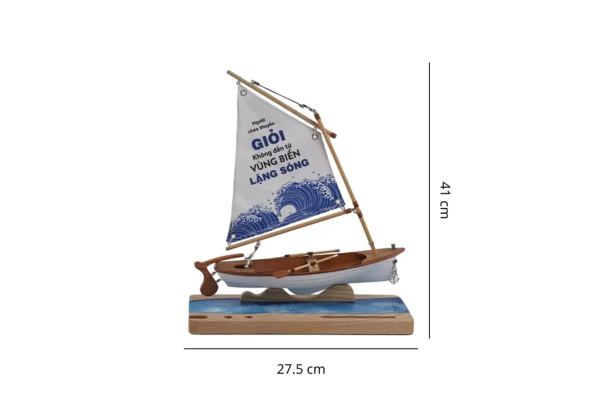 Lucky Sailboat Model C250.T9 On Epoxy River With Art Silk Fabric Sail