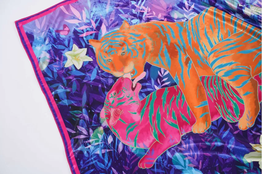 Twin Tiger Satin Scarf