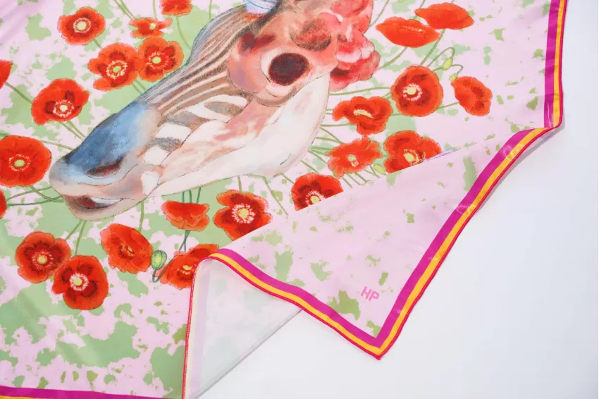 Unicorn’s Dead & Poppy Flowers Satin Scarf