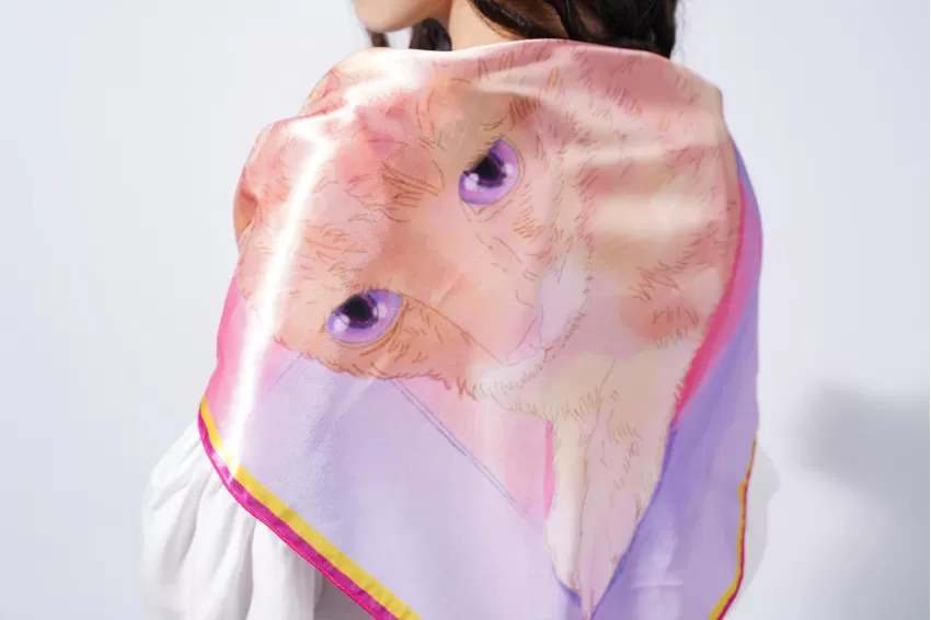 Cat Satin Scarf