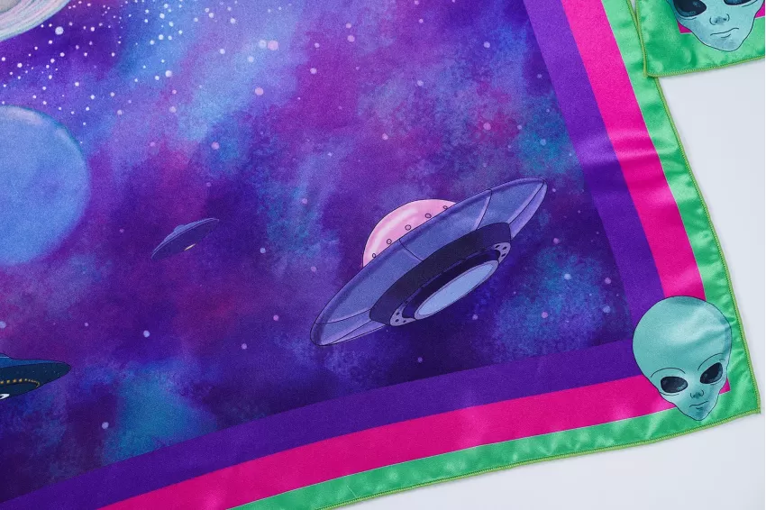 Solar And UFO Satin Scarf