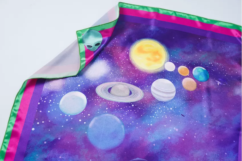 Solar And UFO Satin Scarf