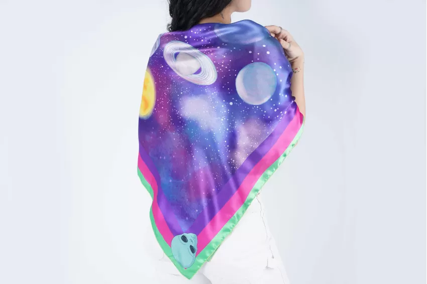 Solar And UFO Satin Scarf