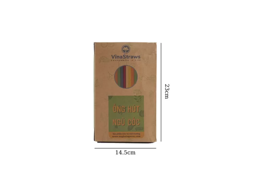 Hộp 100 Ống Hút Ngũ Cốc Nhiều Màu, Đường Kính 0.8cm, Dài 20cm, Không Sử Dụng Hoá Chất, Màu Thực Phẩm, An Toàn Với Sức Khoẻ, Lối Sống Xanh