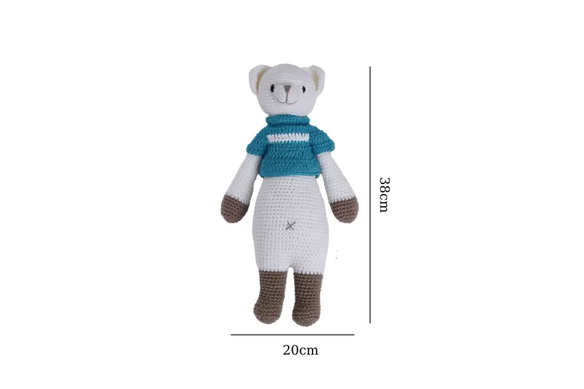 Crochet Stuffed Standing Bobbie Bear, Large Size, Woolen Bear Plush, Woolen Bear Keychain, Bear For Kids To Cuddle While Sleeping