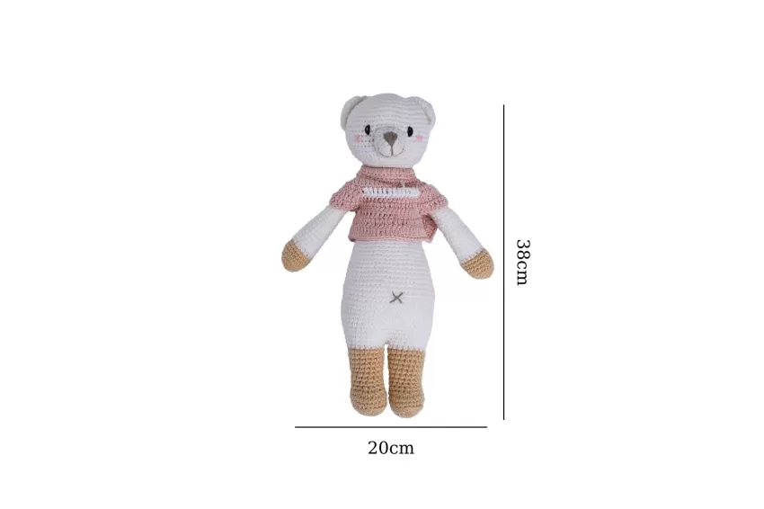 Crochet Stuffed Standing Lizzie Bear, Large Size, Woolen Bear Plush Keychain, Hand-Knitted Woolen Bear, Handmade Bear Plush