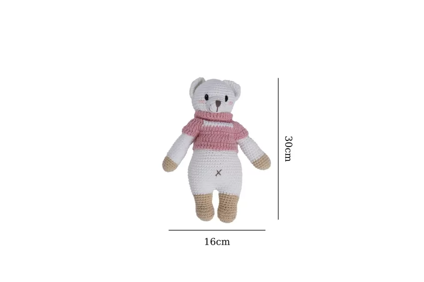 Gấu Lizzie Len Dáng Đứng, Size M, Thú Bông Cho Bé Yêu, Gấu Bông Len Móc, Đồ Chơi Bằng Len, Gấu Bông Mini