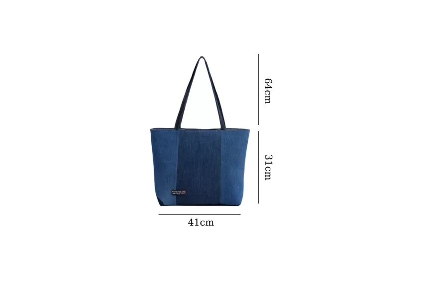 Large Tricolor Denim Tote Bag From Recycled Jeans