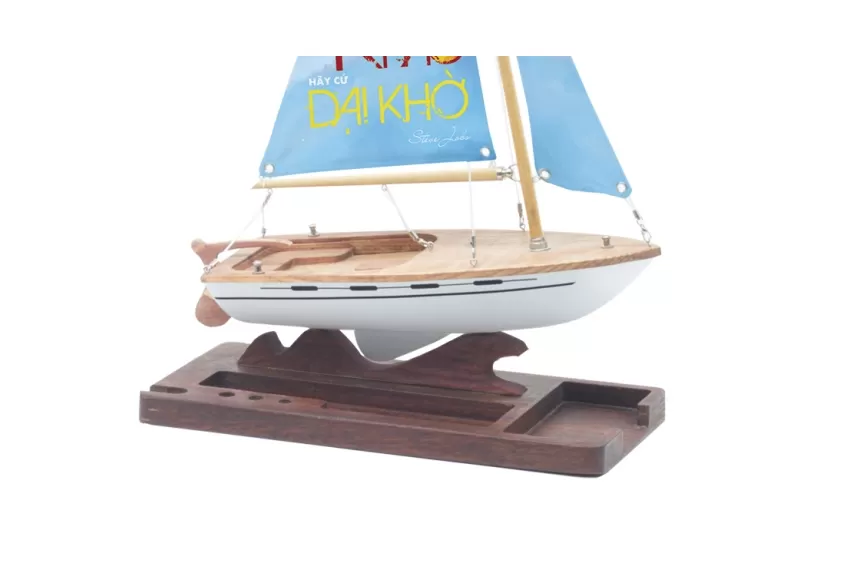 Lucky Mini Yacht Model C300.T7 With Ironwood Stand & Art Silk Sail