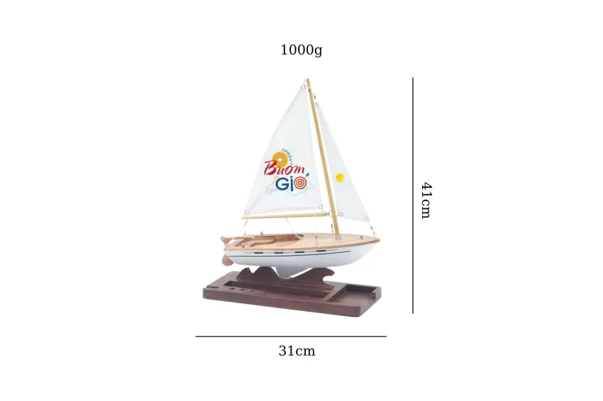 Lucky Mini Yacht Model C300.T7 With Ironwood Stand & Art Silk Sail