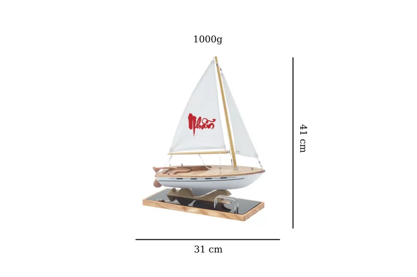 Lucky Sailboat Model C300.T8 With Acrylic Stand & Art Silk Sail