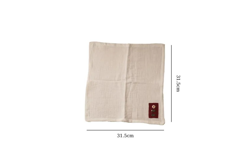 Khăn Muslin Linen Thêu Tay, Chất Vải Xô Nhẹ Xốp, Chi Tiết Thêu Tay Tỉ Mỉ, Khả Năng Thấm Hút Cao, Phụ Kiện Trang Nhã Cho Những Nàng Nữ Tính