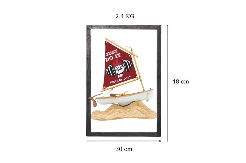 Set Of 3 Models C250.P4, Quote Painting Printed Sail, Lucky Sailboat Model Wall Frame