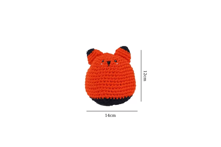 Fennis Fox, Crochet Rattle Toy, Bobicraft Knitted Plush, Fennis The Rattle Fox, High-Quality Stuffed Animal, Knitted Toy, Safe For Children