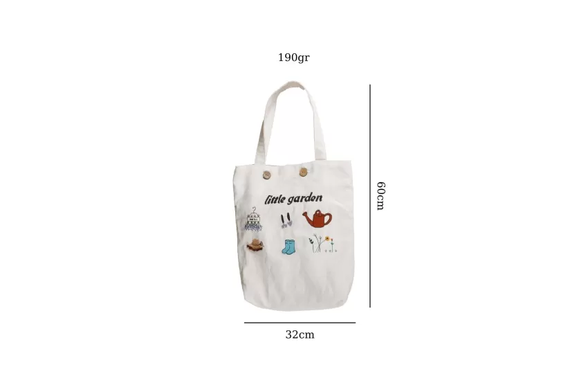 Túi Tote Thêu Tay Linen "Little Garden", Chất Vải Linen Mềm Mại, Họa Tiết Nổi Bật, Phụ Kiện Thời Trang Hiện Đại