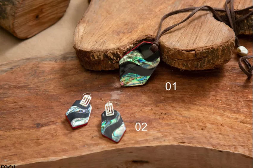 Waves With Abalone Necklace & Earrings 