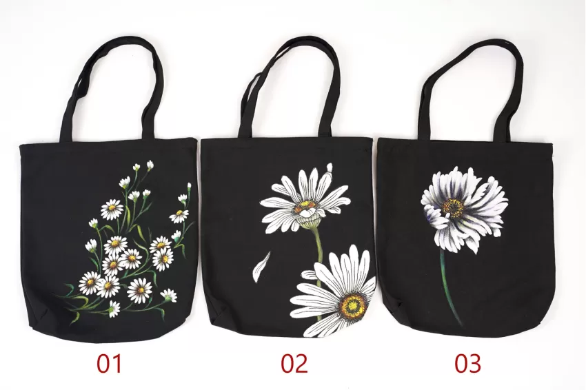 Hand-drawn Chamomile Tote Bags