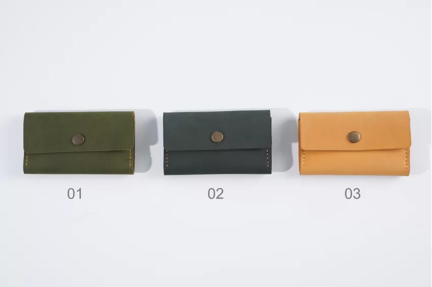 Leather Card Holder With Button