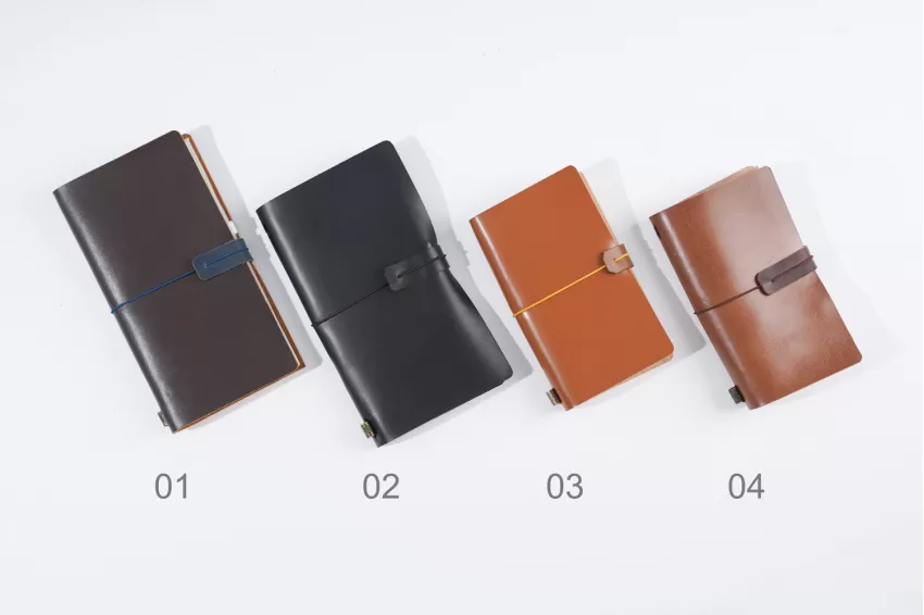 Midori Leather Notebook, Classic Design, Elegant Color Palette, Luxurious Leather Cover Material, Lined Paper, High-Quality Notebook