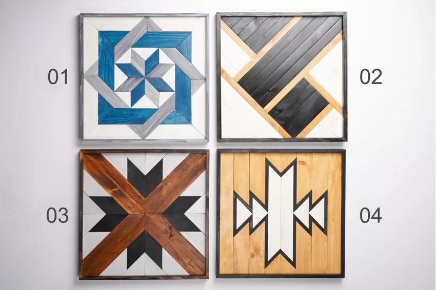 Abstract-print Wooden Paintings, Eye-catching Geometric Patterns, High Aesthetic Appeal, Decorative Art for Living Space