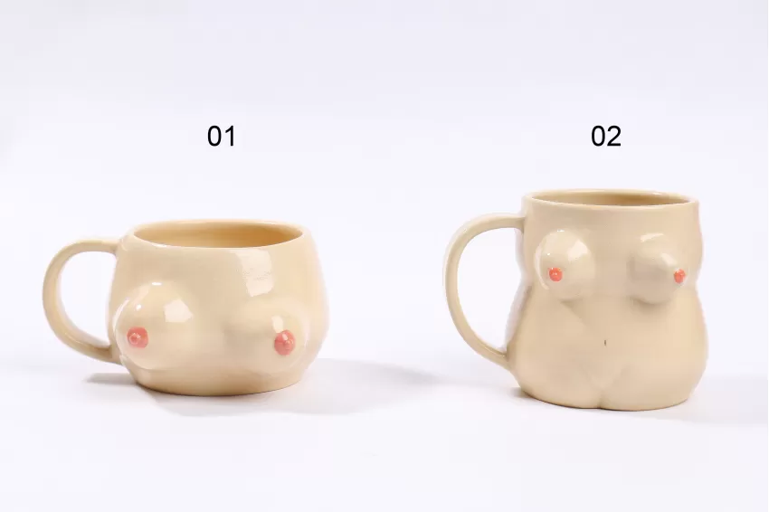 Woman Body Shaped Pottery Mug, Upper Body