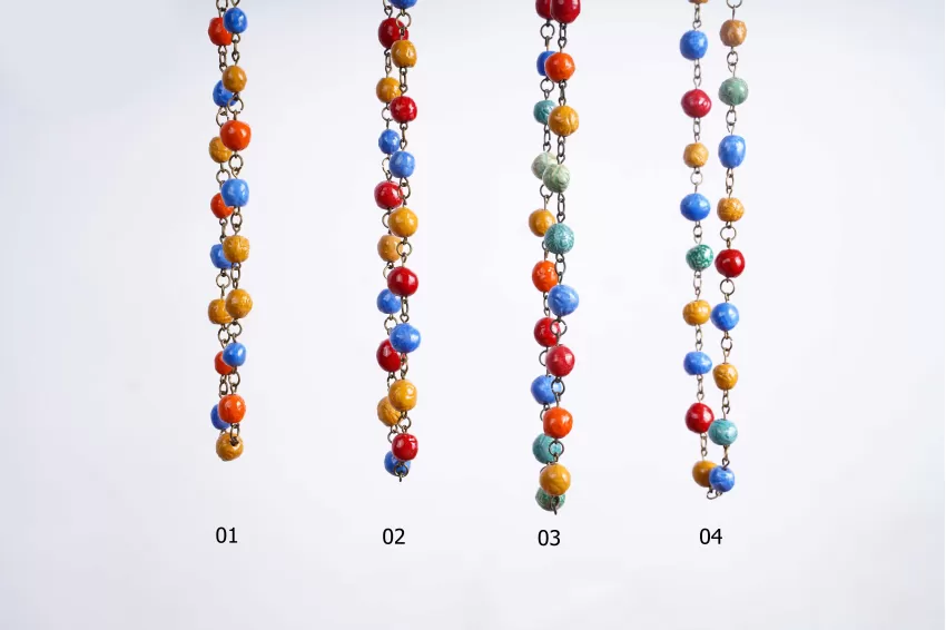 Ceramic Bead Necklaces With Copper Ring, A Combination Of Colorful Ceramic Beads, Unique Style, Adds A Pop Of Color To Monochrome Outfits