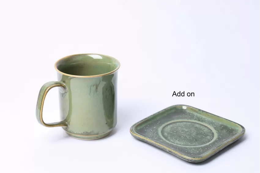 Cappuccino Coffee Cup, Crystal Green Collection, Fire Glaze Ceramics, Skillful Techniques, High Quality, Decoration, Vietnamese Ceramics