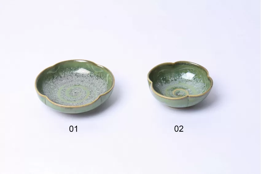 Flower Sauce Bowl, Crystal Green Collection, High Quality, Decoration, Vietnamese Ceramics, Gifts