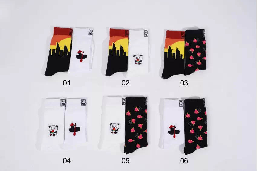 2 Pair Of Crew-Cut Socks Set, Socks With Patterns, Unisex Socks, High-Cut Socks, Cute Patterned Socks, Thick Socks