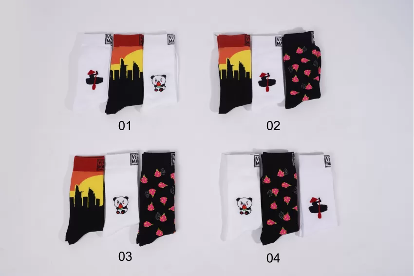 3 Pairs Of Crew-Cut Socks Set, Colorful Patterned Socks, Thick High-Cut Socks, Less Prone To Lint Socks, Gift For Friends