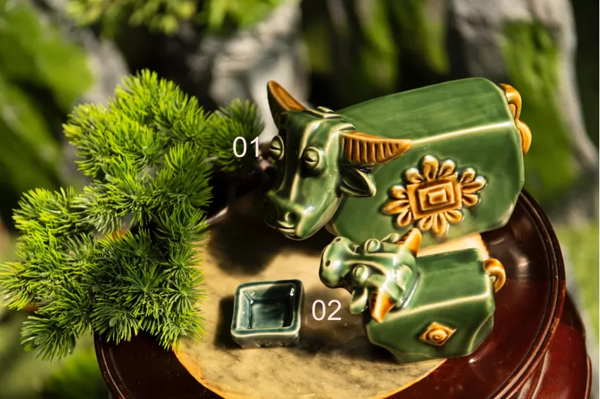 Green Ceramic Buffalo Figurine, Ceramic Figurine, Vietnamese Ceramics, Decor Item, Unique Design, Handicraft, Toxin-Free, Gift Ideas