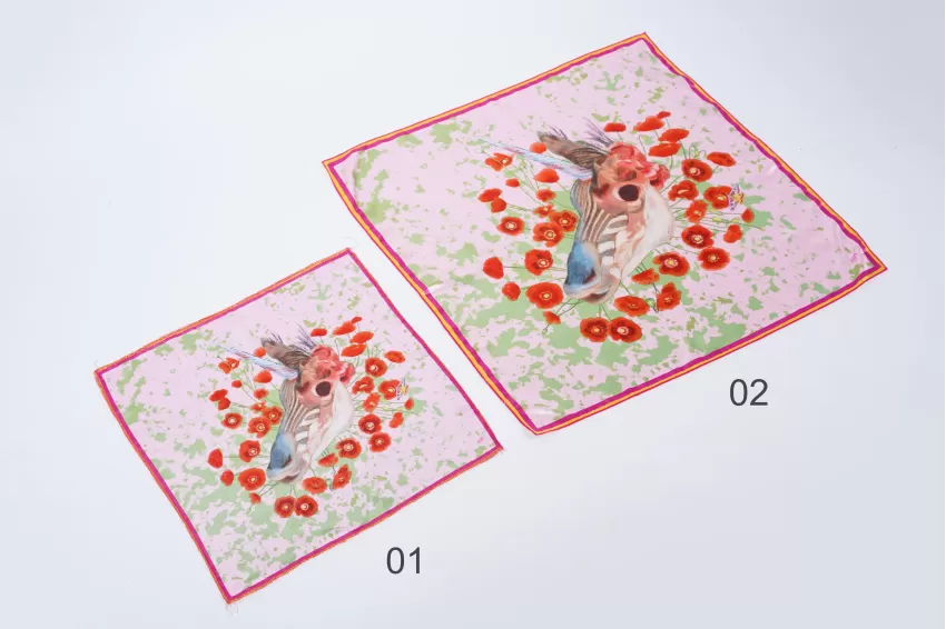 Unicorn’s Dead & Poppy Flowers Satin Scarf